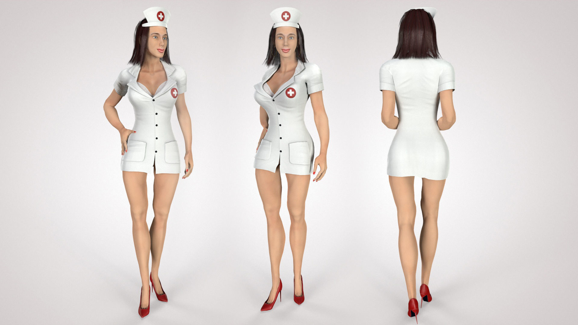 3D Game Ready Character - Nurse Low-poly 3D model_11