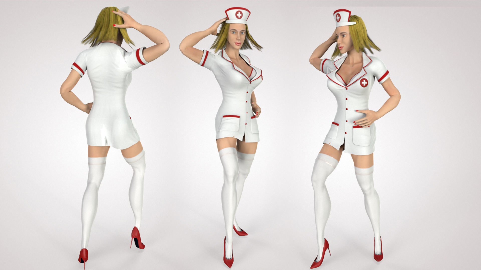 3D Game Ready Character - Nurse Low-poly 3D model_13