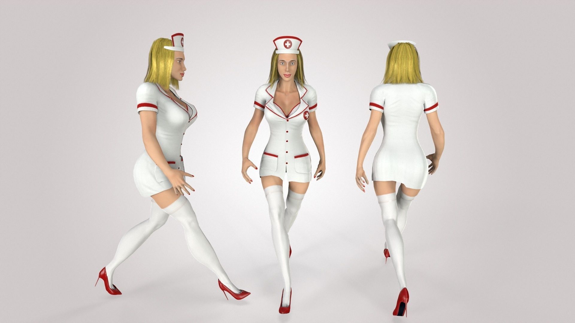 3D Game Ready Character - Nurse Low-poly 3D model_7