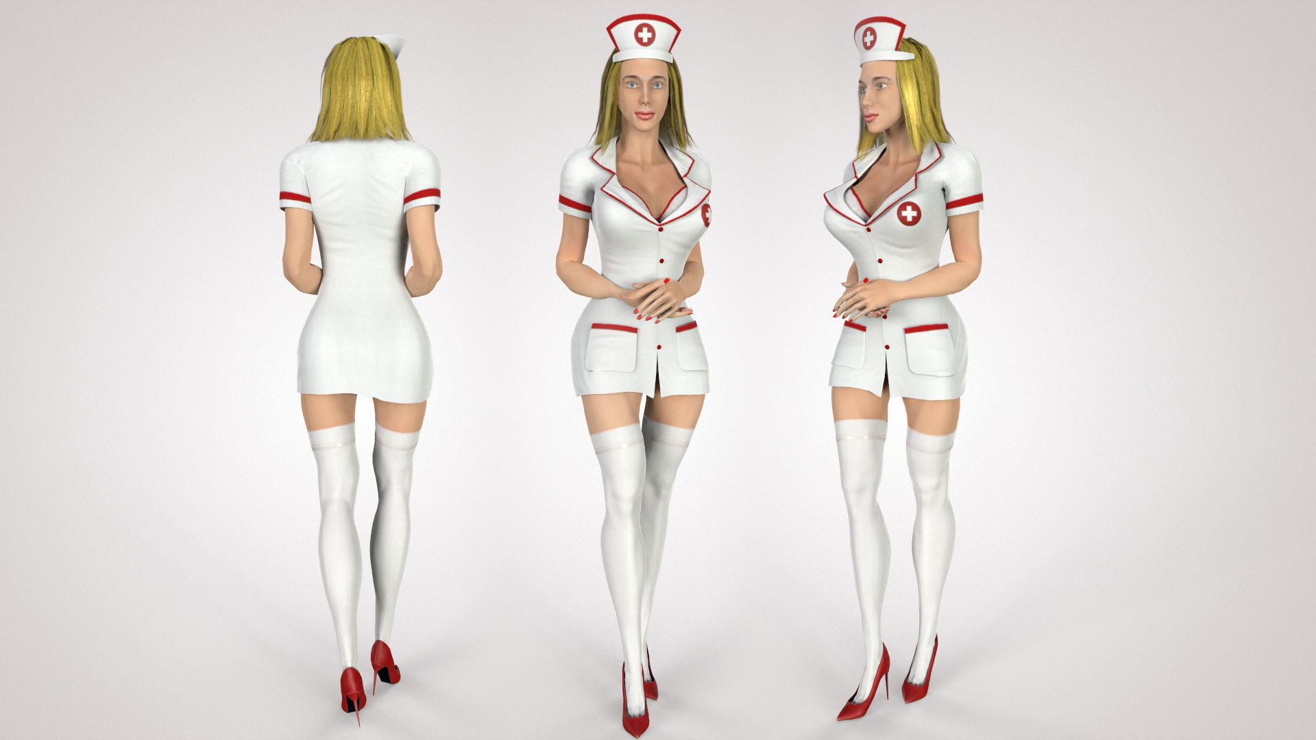 3D Game Ready Character - Nurse Low-poly 3D model_14