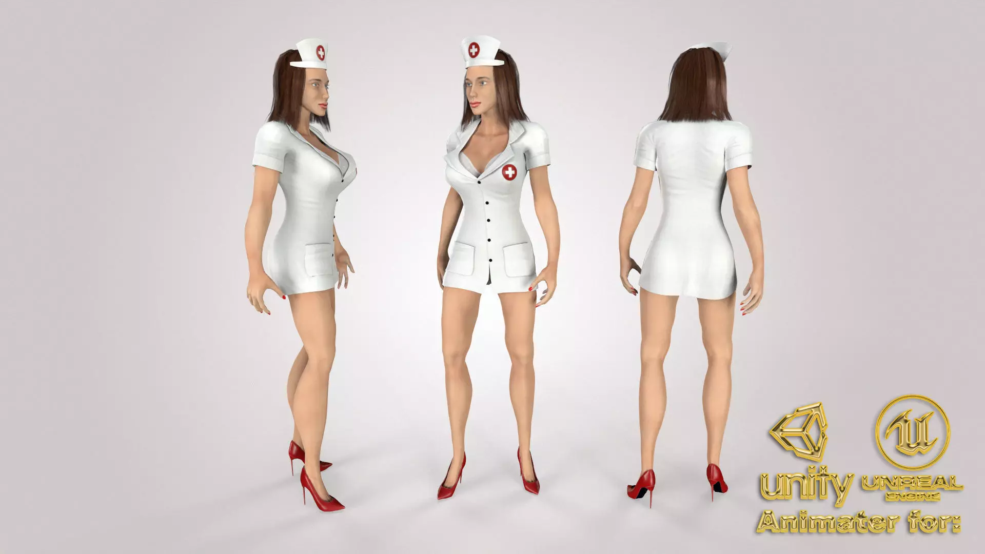 3D Game Ready Character - Nurse Low-poly 3D model_0
