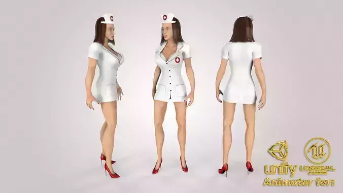 3D Game Ready Character - Nurse Low-poly 3D model