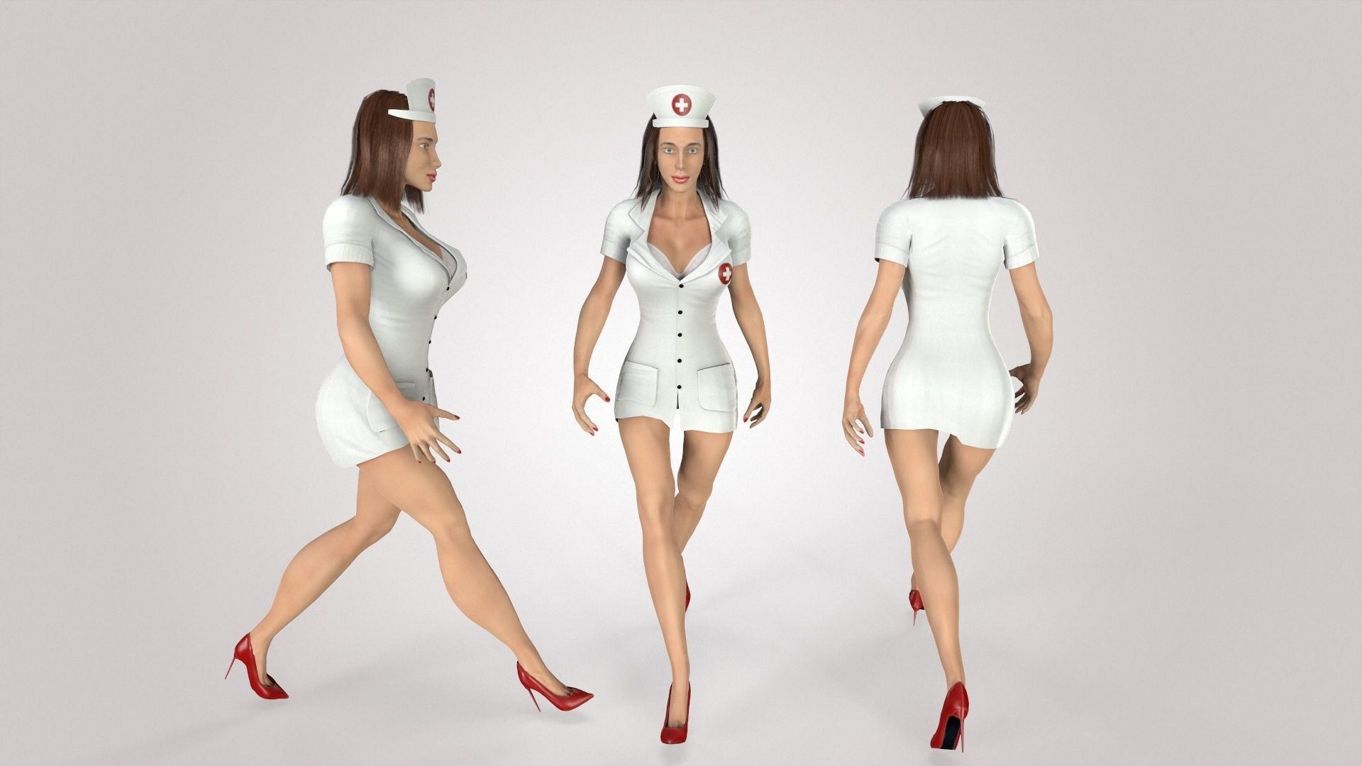 3D Game Ready Character - Nurse Low-poly 3D model_6