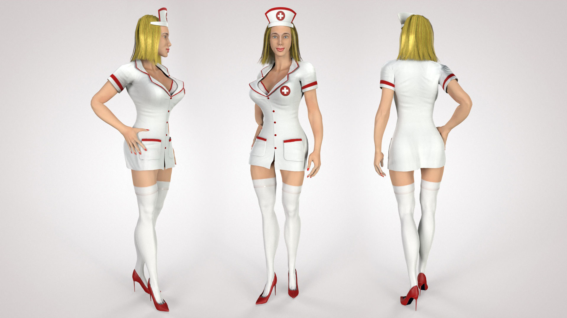 3D Game Ready Character - Nurse Low-poly 3D model_12