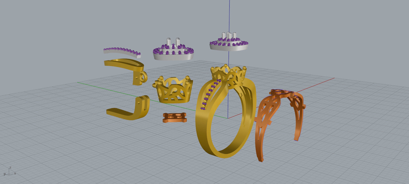 Ring and Earrings Diamond jewelry set 3d print model A 10 3D print model_17