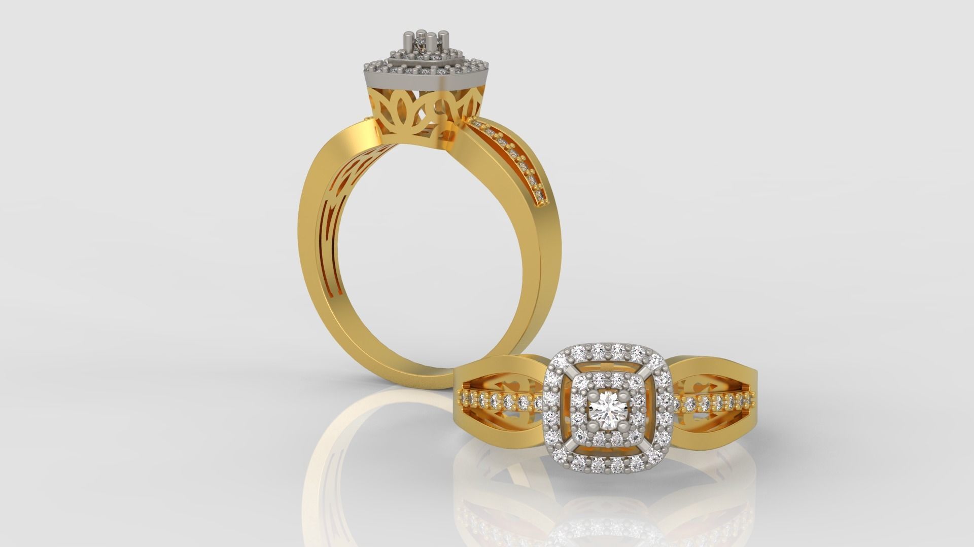 Ring and Earrings Diamond jewelry set 3d print model A 10 3D print model_4
