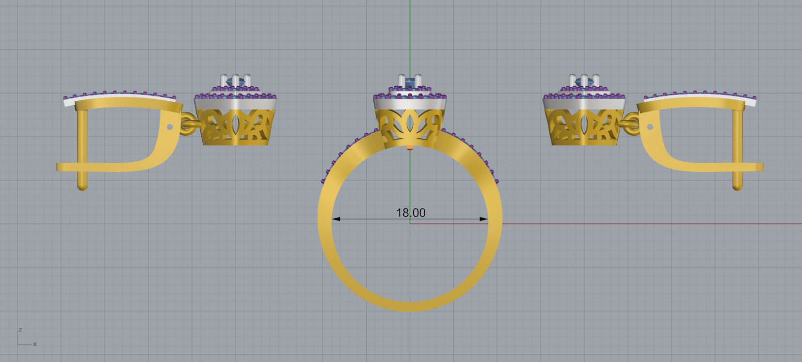 Ring and Earrings Diamond jewelry set 3d print model A 10 3D print model_12