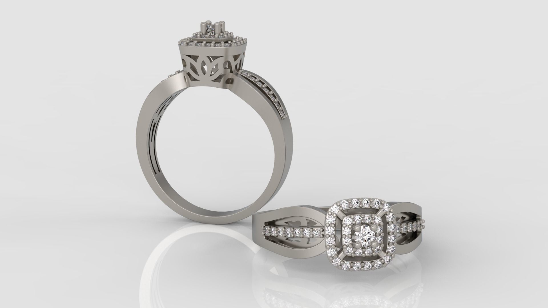 Ring and Earrings Diamond jewelry set 3d print model A 10 3D print model_5