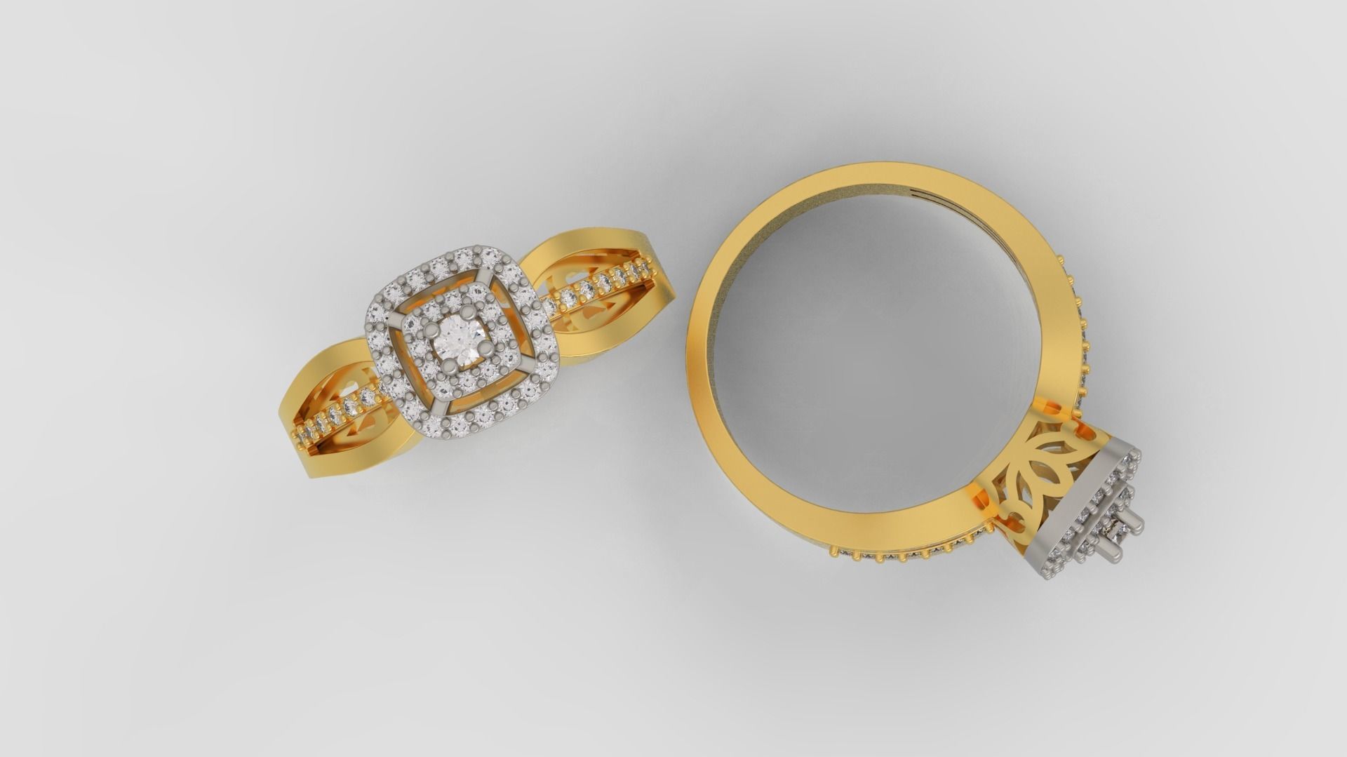 Ring and Earrings Diamond jewelry set 3d print model A 10 3D print model_2
