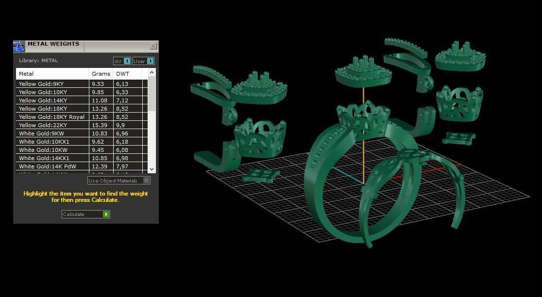 Ring and Earrings Diamond jewelry set 3d print model A 10 3D print model_10