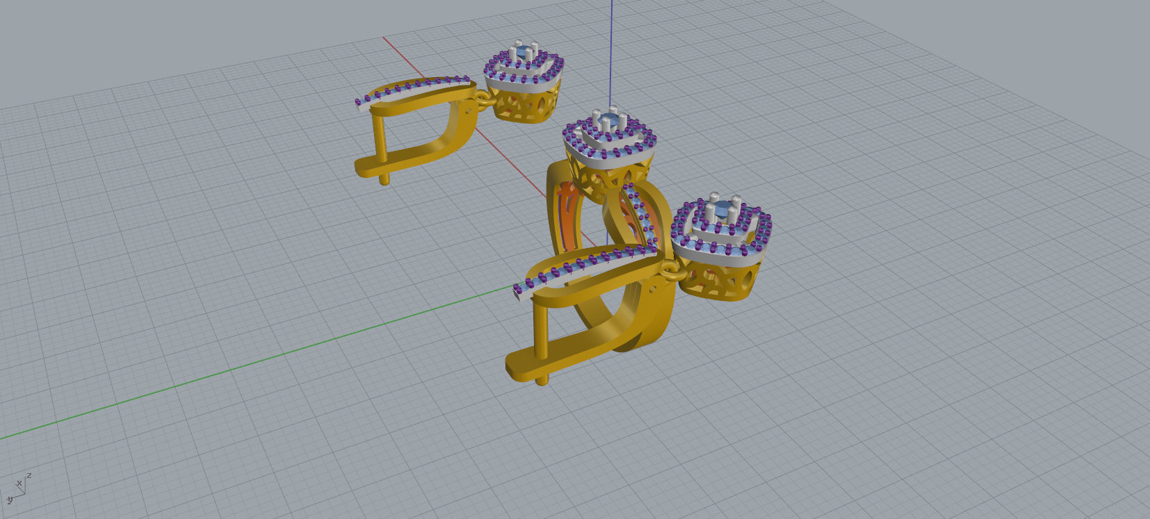 Ring and Earrings Diamond jewelry set 3d print model A 10 3D print model_16