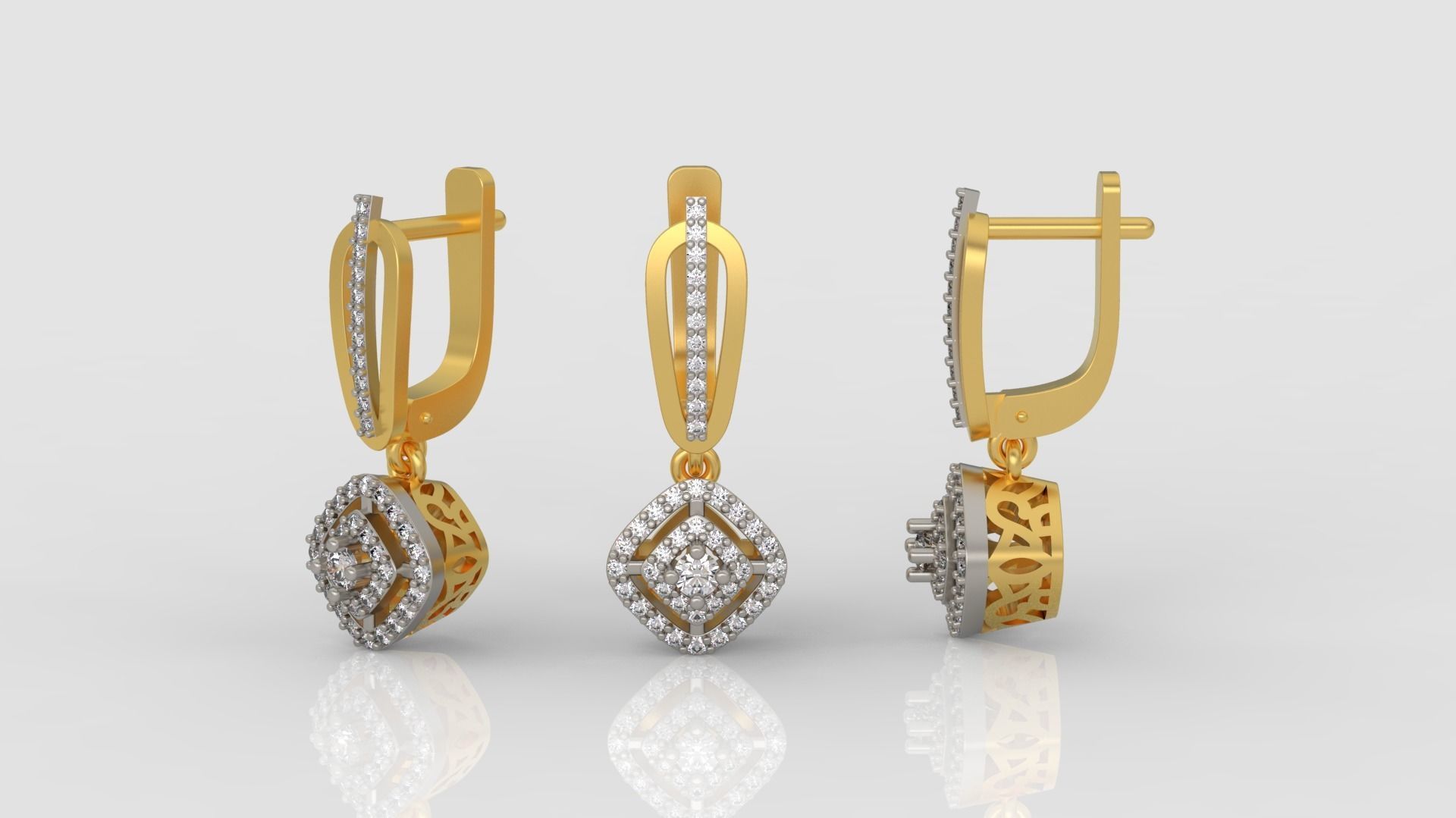 Ring and Earrings Diamond jewelry set 3d print model A 10 3D print model_6