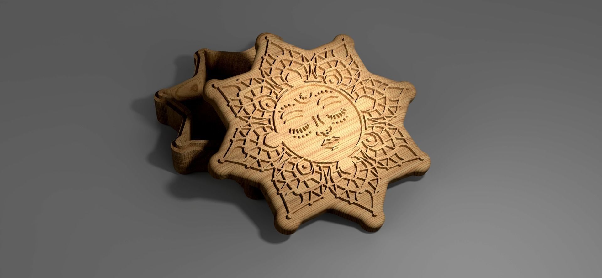 5 mandala boxes for CNC router and 3D printer STL DXF eps svg 3D print model_9