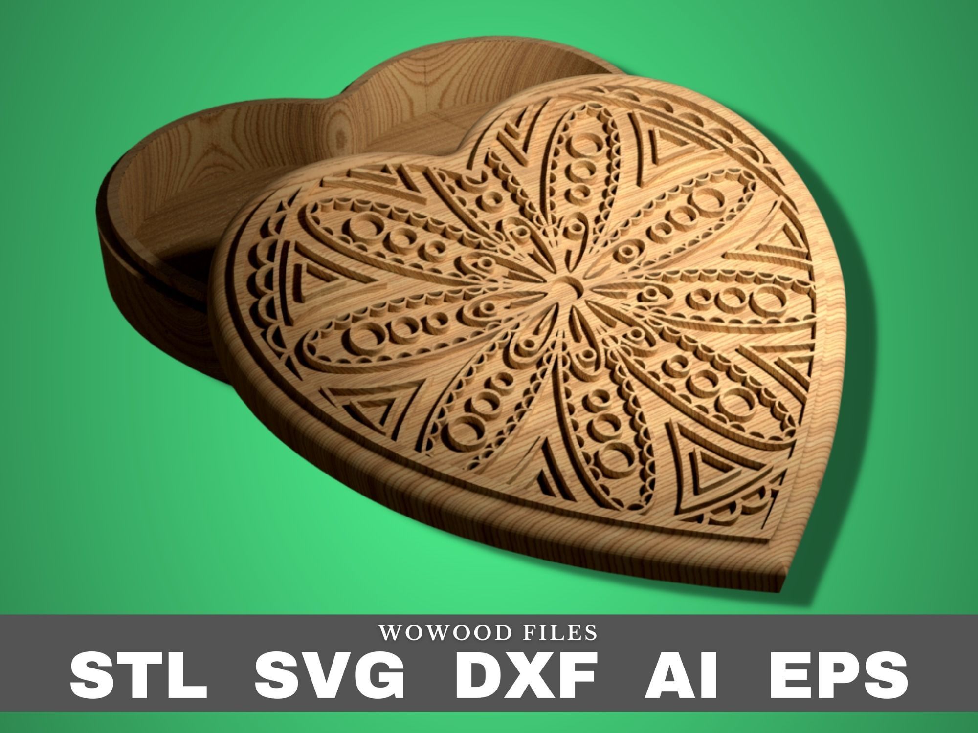 5 mandala boxes for CNC router and 3D printer STL DXF eps svg 3D print model_2