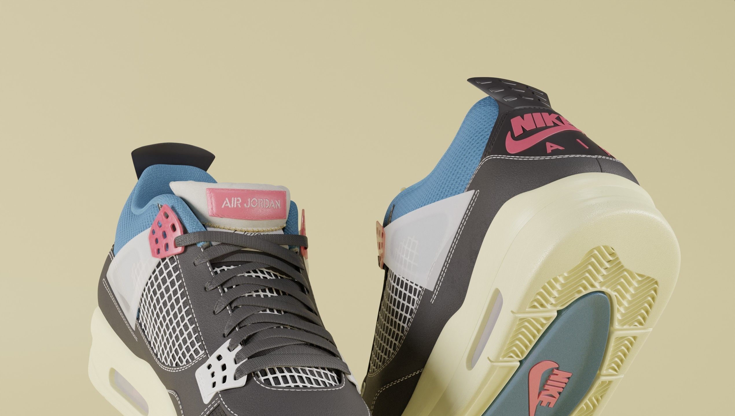 Jordan 4 Union LA Off Noir  3D model_2