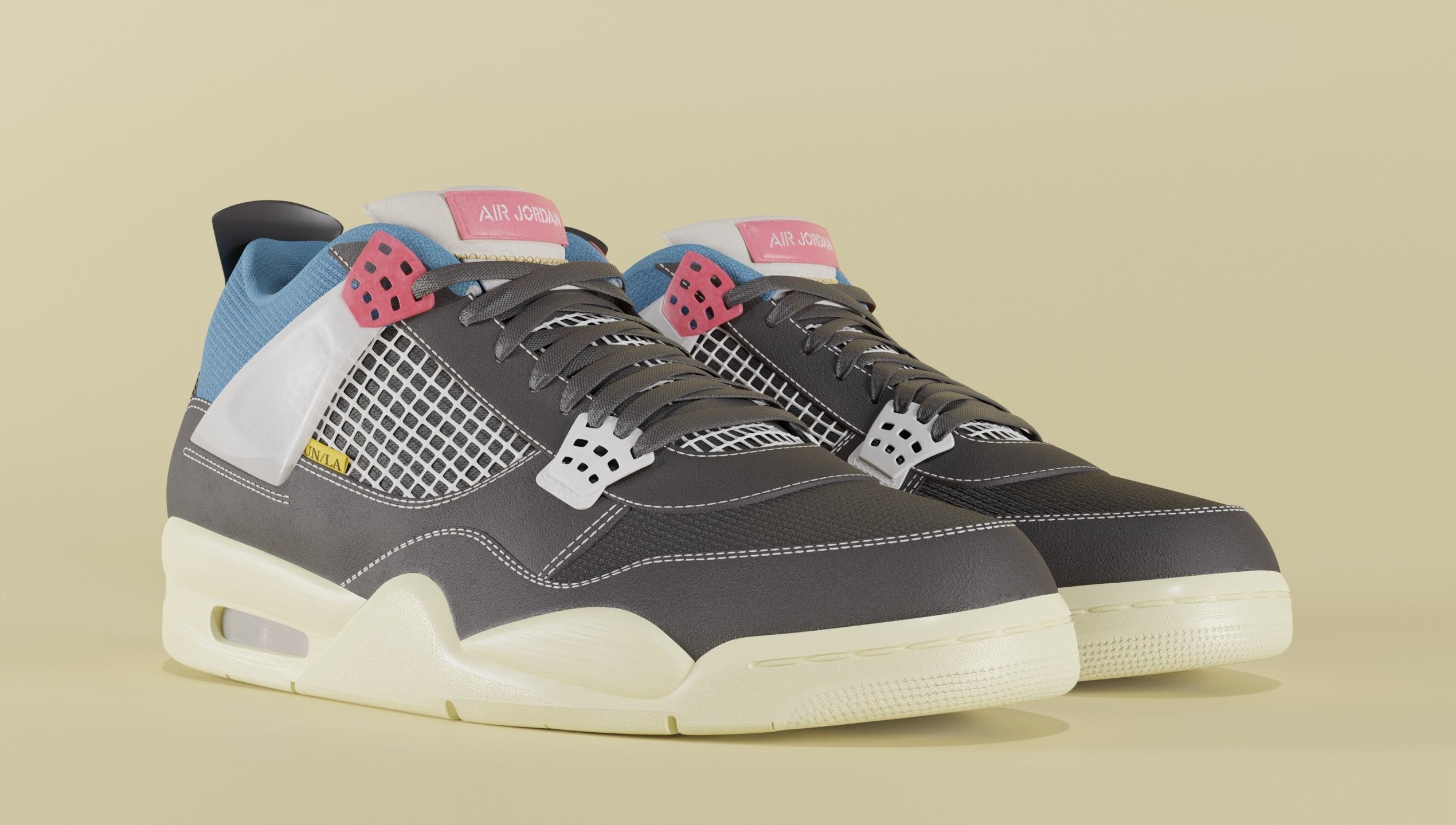 Jordan 4 Union LA Off Noir  3D model_4