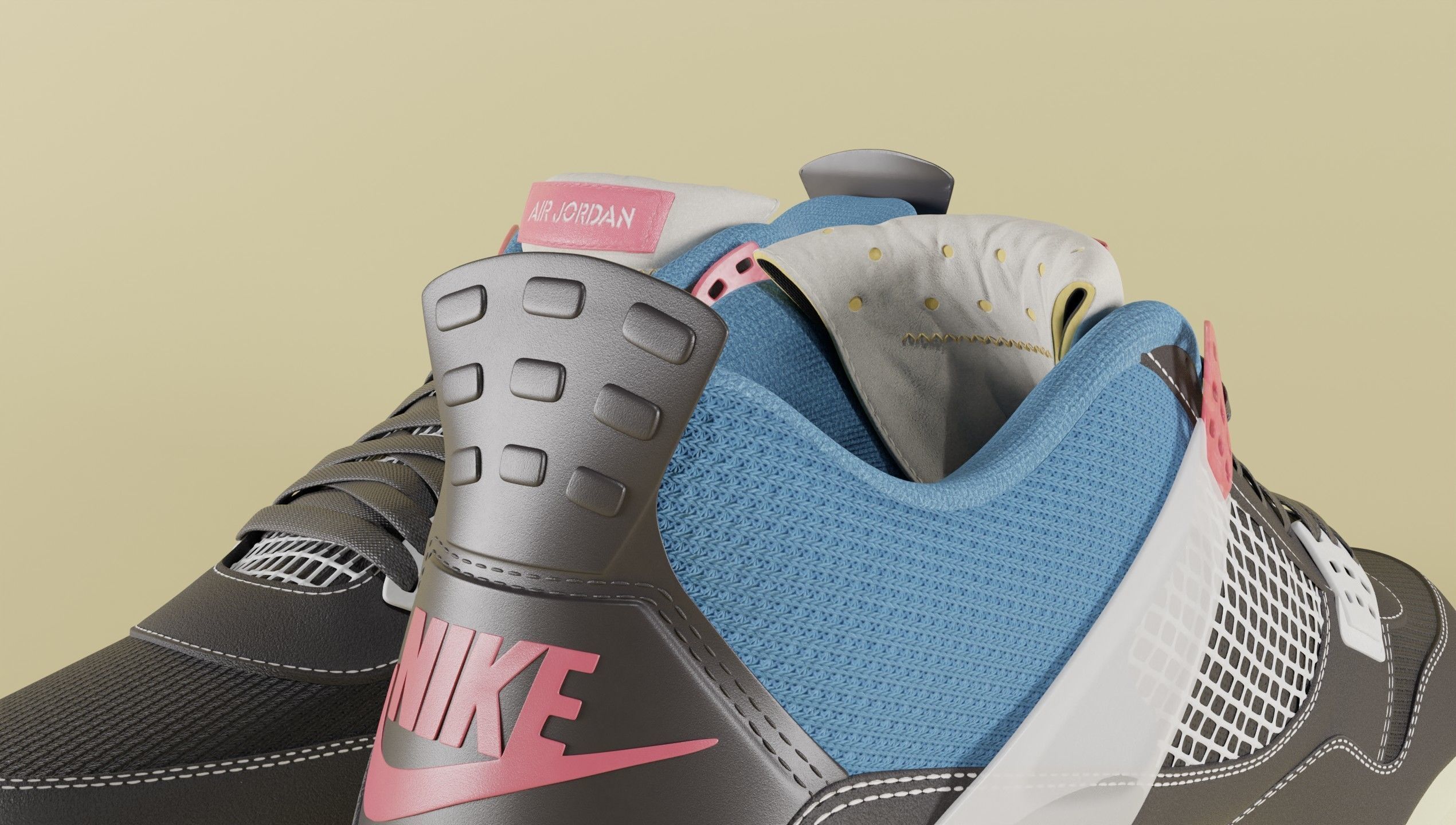 Jordan 4 Union LA Off Noir  3D model_3