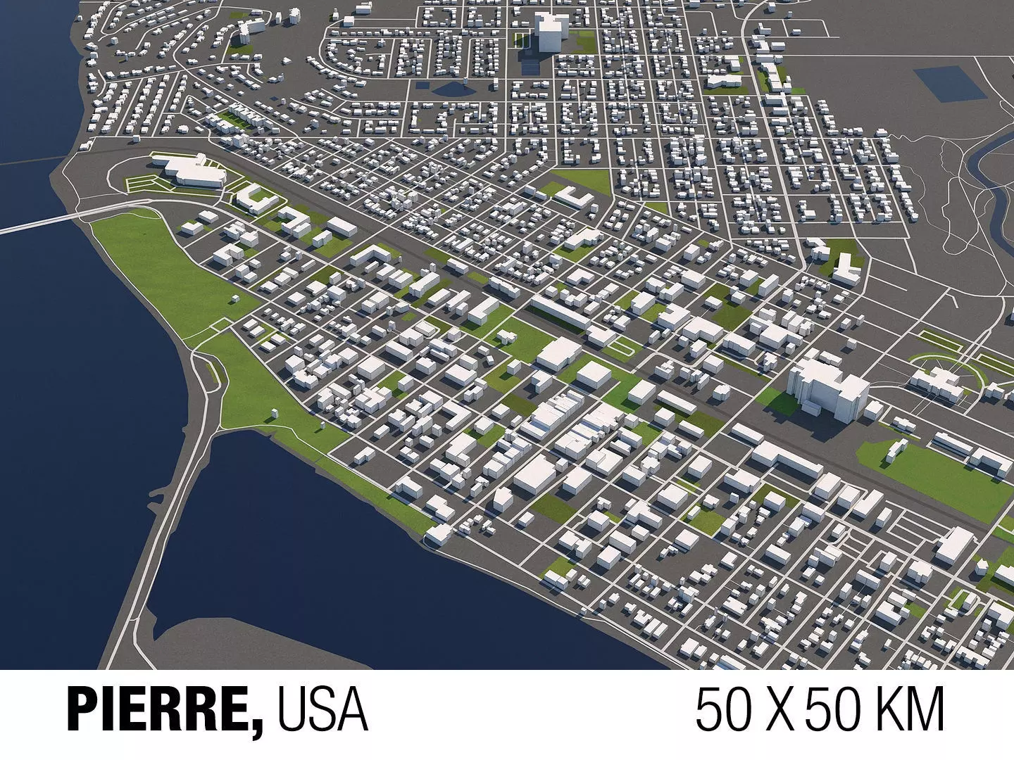 Pierre South Dakota USA 50x50km 3D model_0