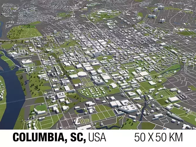 Columbia South Carolina USA 50x50km
