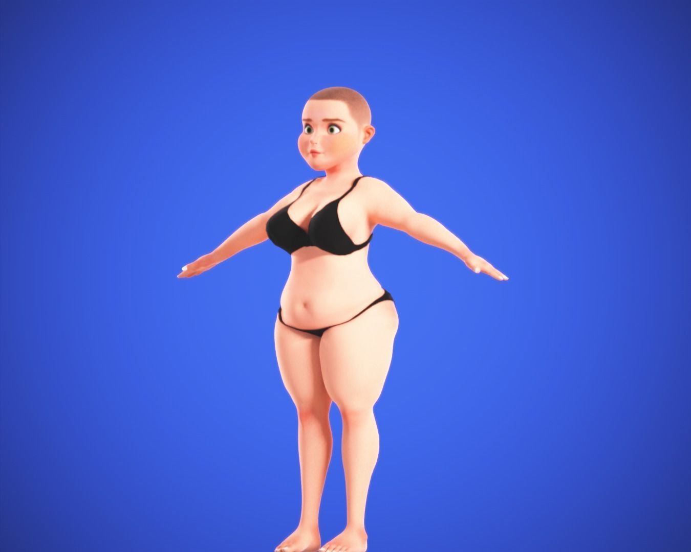 Cartoon female rigged character Low-poly 3D model_6