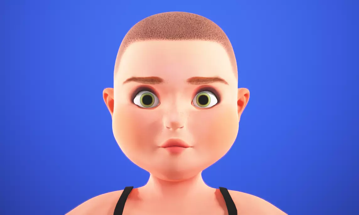 Cartoon female rigged character Low-poly 3D model_0