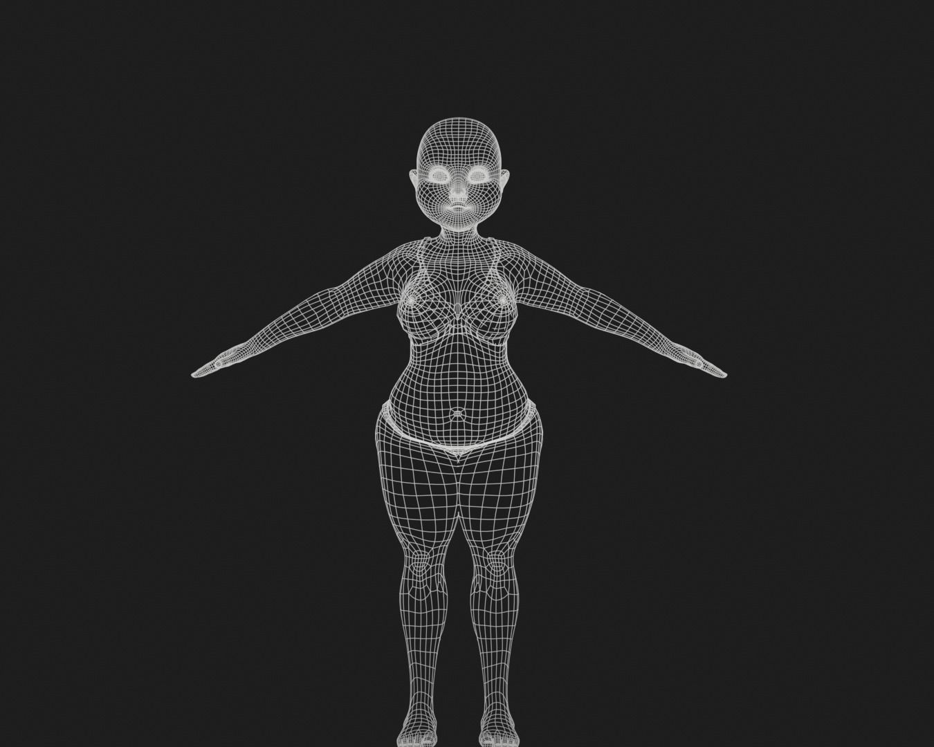 Cartoon female rigged character Low-poly 3D model_9