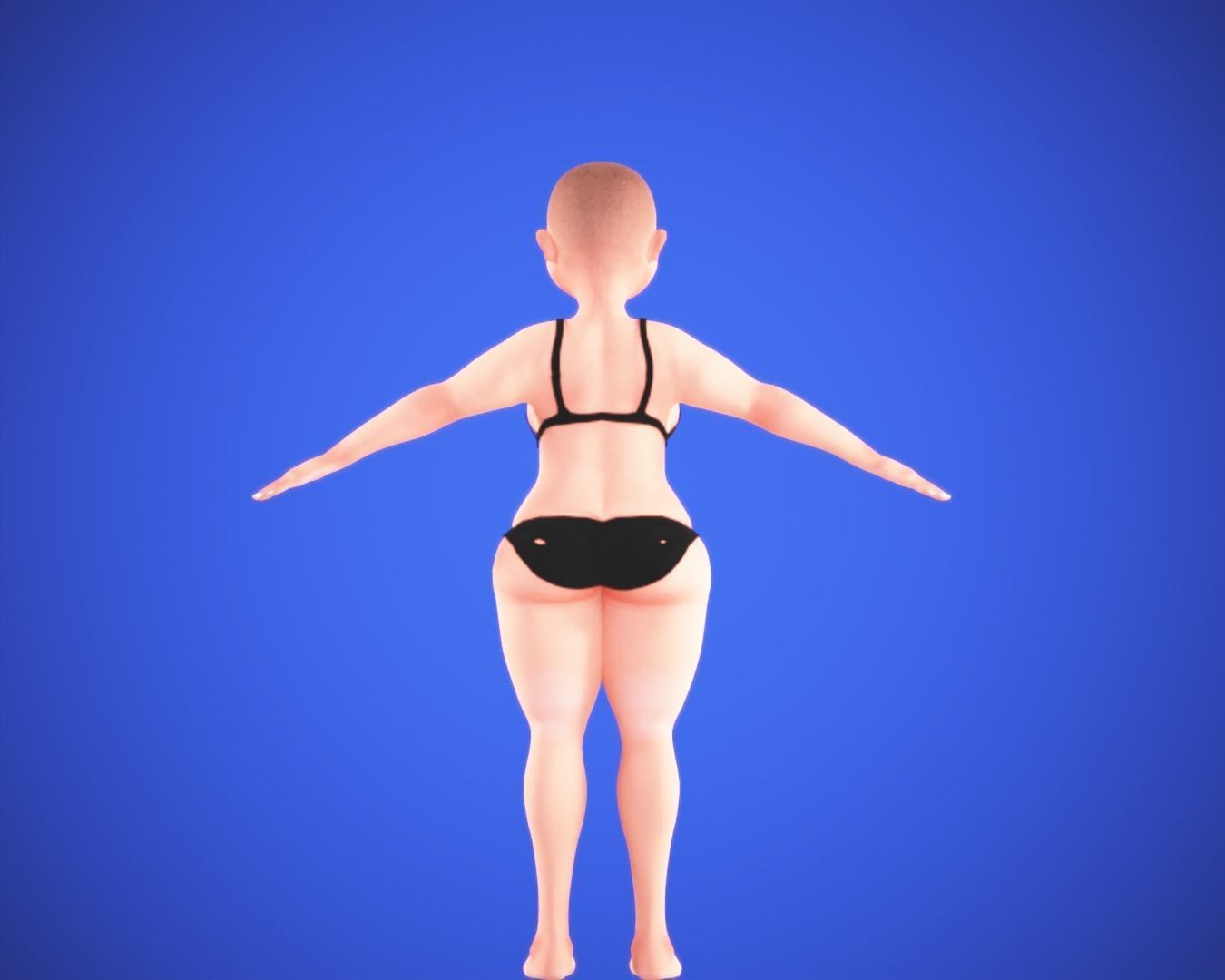 Cartoon female rigged character Low-poly 3D model_7