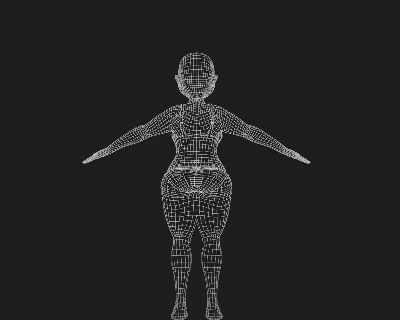 Cartoon female rigged character Low-poly 3D model_10