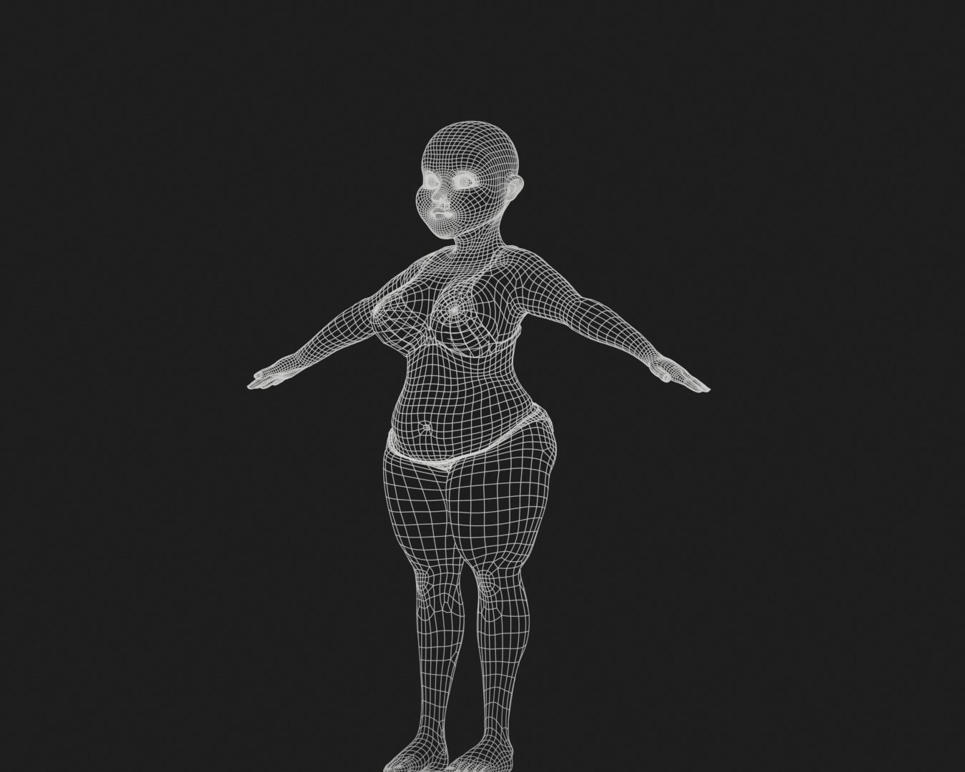 Cartoon female rigged character Low-poly 3D model_8