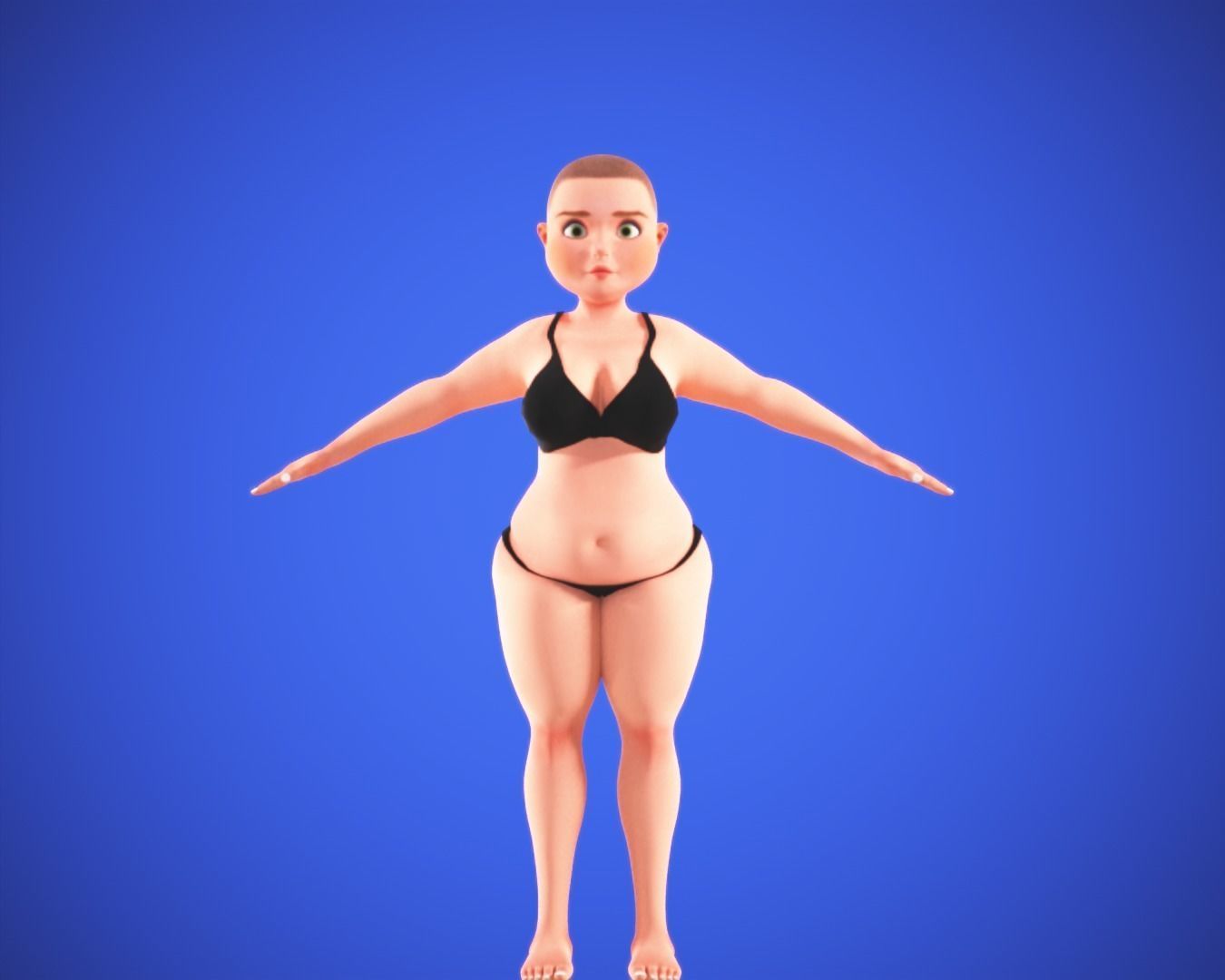 Cartoon female rigged character Low-poly 3D model_5
