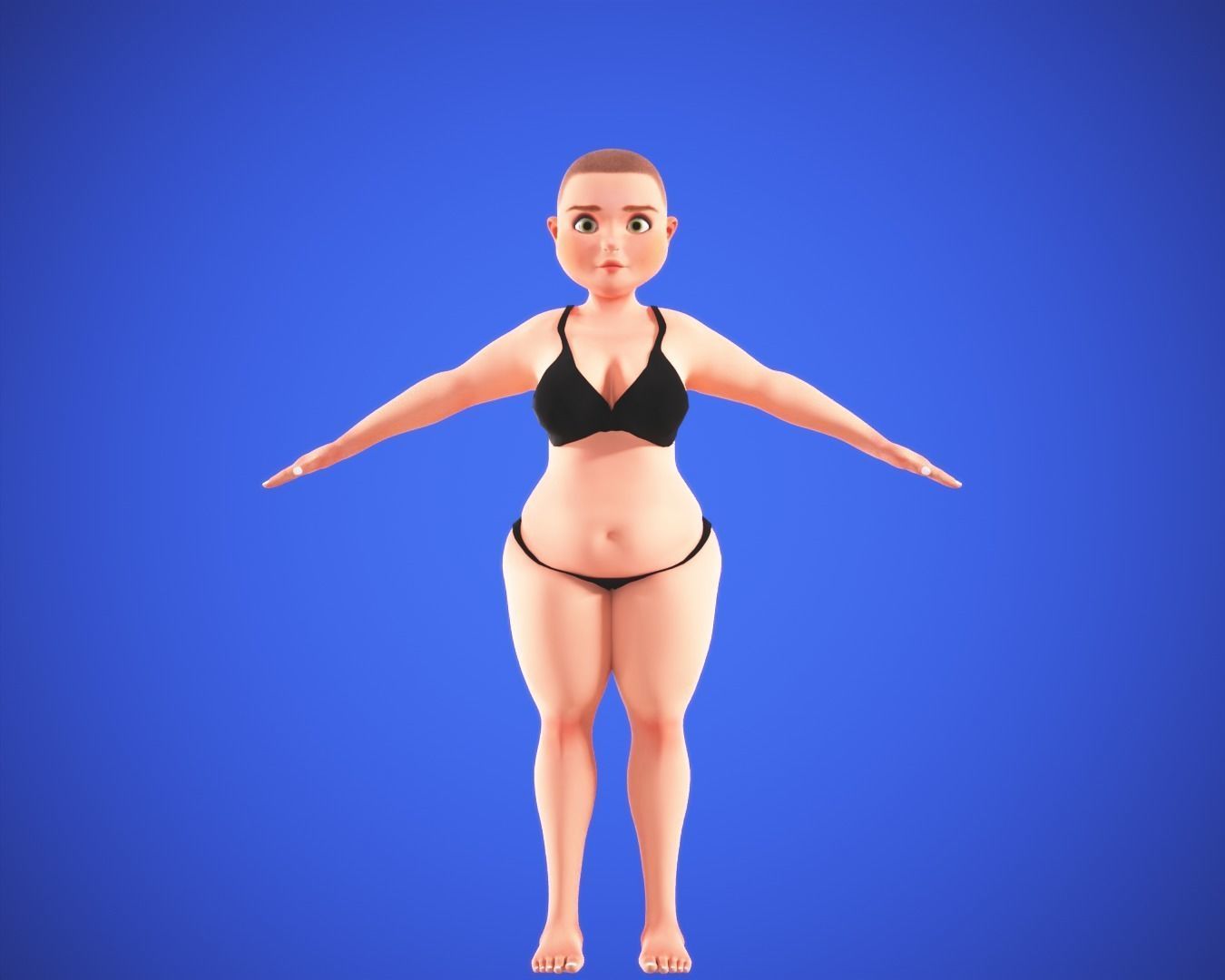 Cartoon female rigged character Low-poly 3D model_2