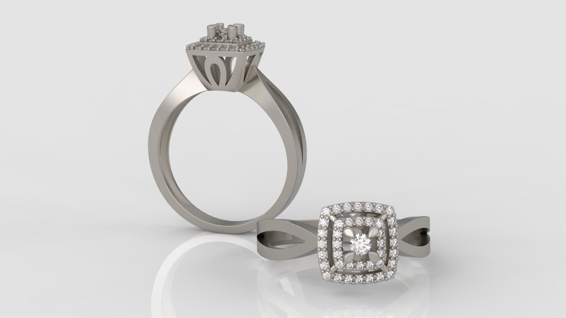 Ring and Earrings Diamond jewelry set 3d print model A 12 3D print model_3