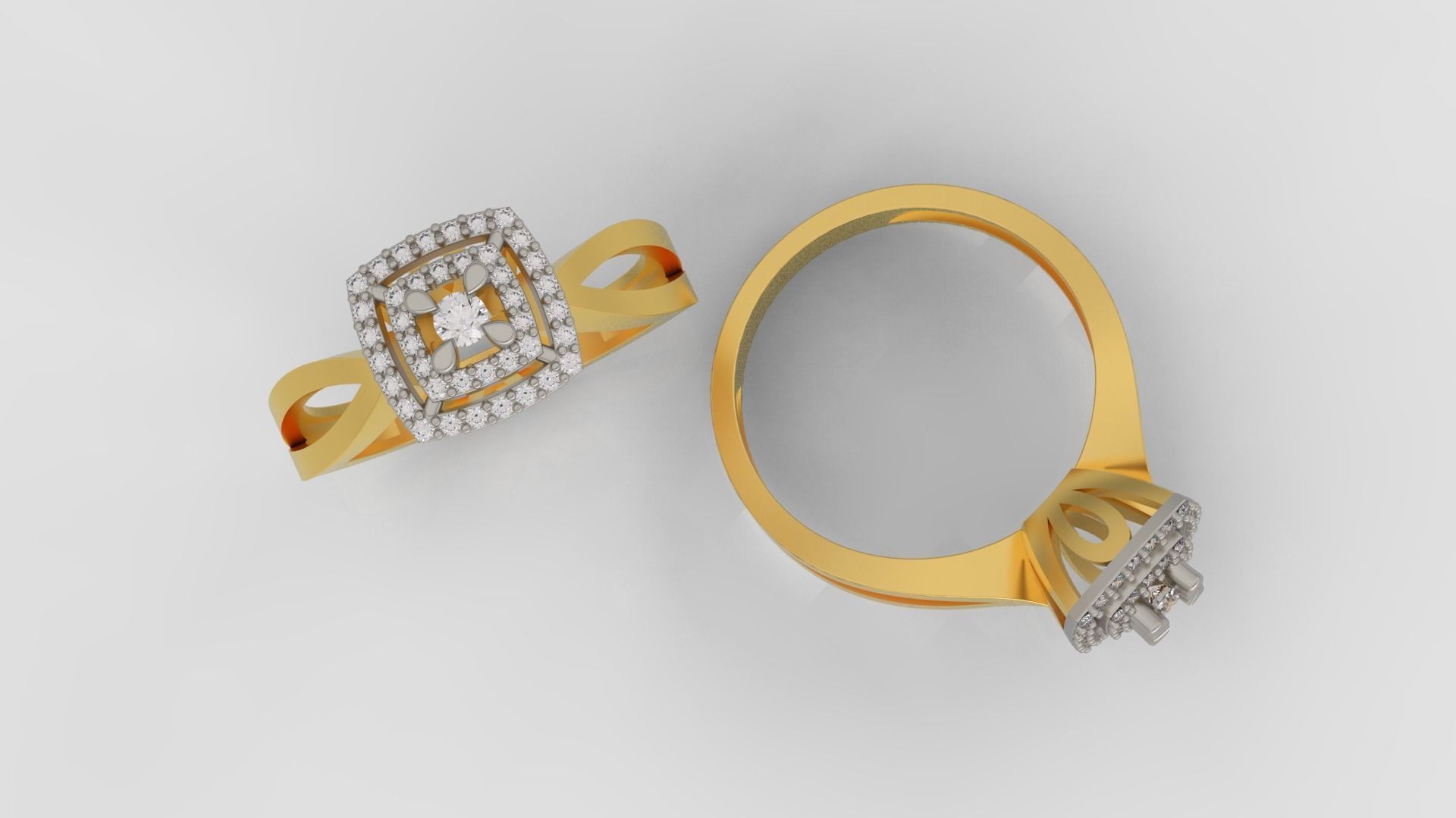 Ring and Earrings Diamond jewelry set 3d print model A 12 3D print model_4