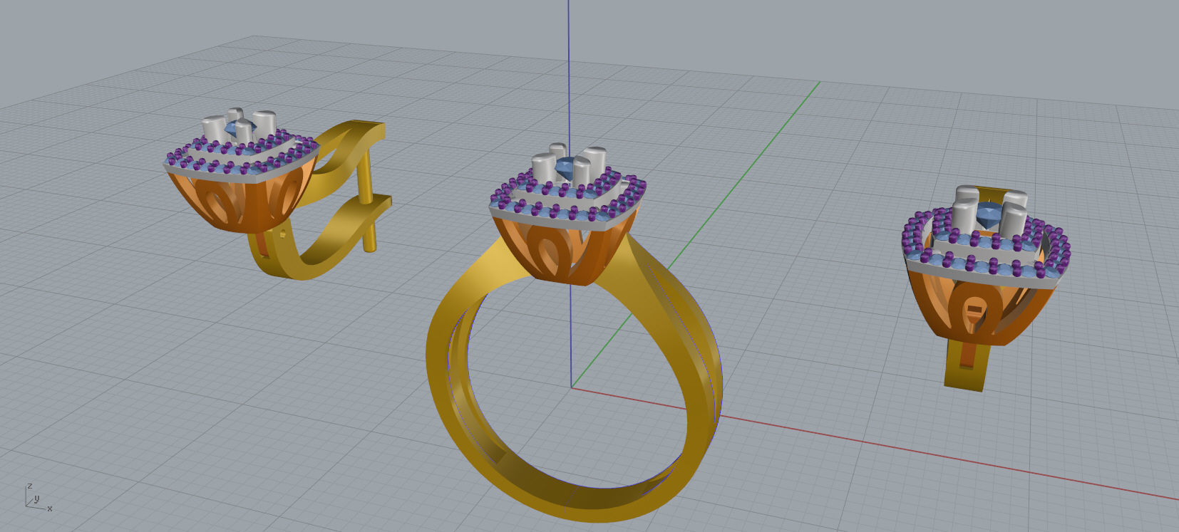 Ring and Earrings Diamond jewelry set 3d print model A 12 3D print model_14