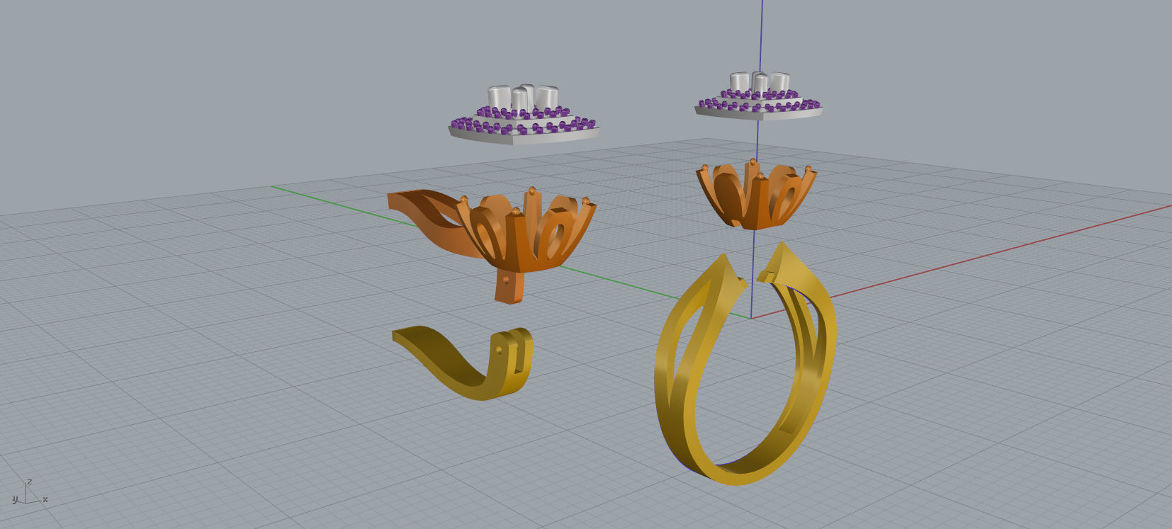 Ring and Earrings Diamond jewelry set 3d print model A 12 3D print model_16