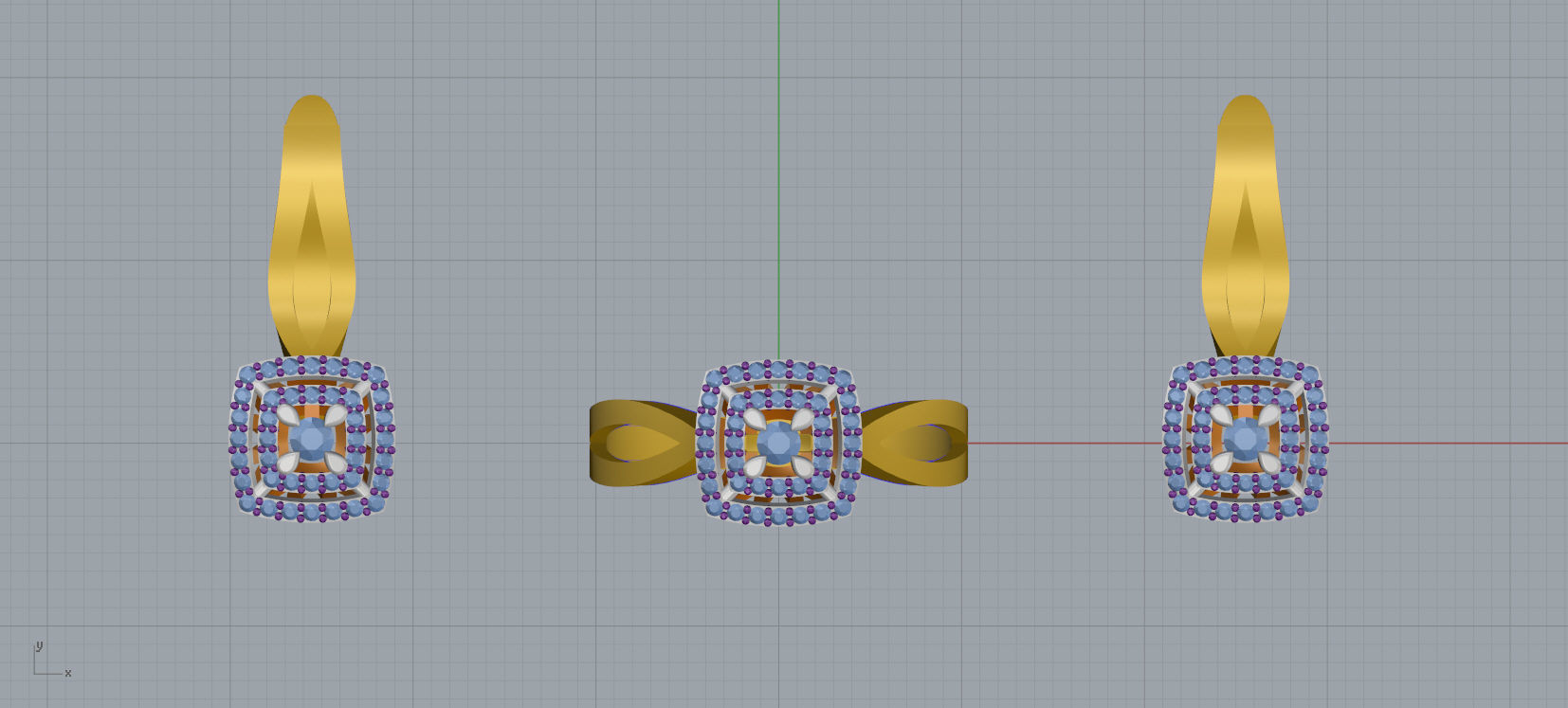 Ring and Earrings Diamond jewelry set 3d print model A 12 3D print model_11