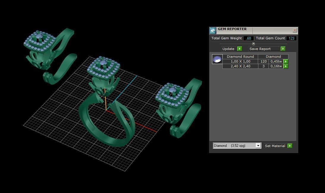 Ring and Earrings Diamond jewelry set 3d print model A 12 3D print model_9