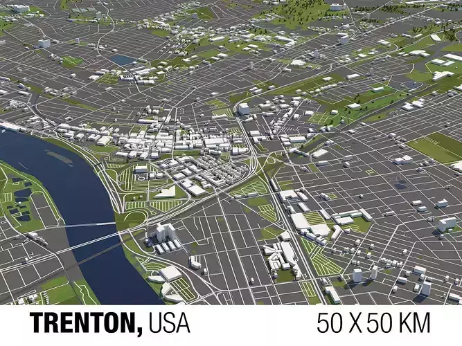 Trenton New Jersey USA 50x50km