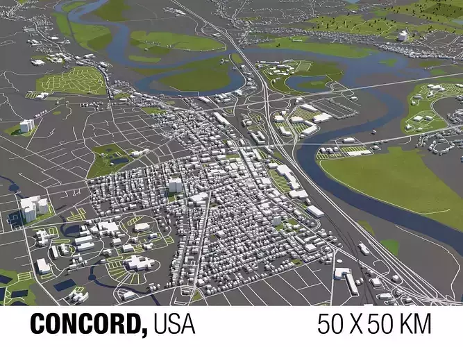 Concord New Hampshire USA 50x50km