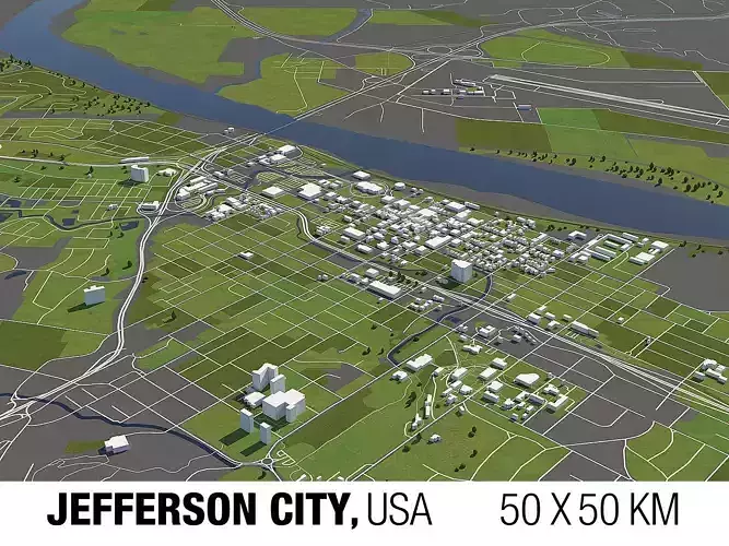 Jefferson City Missouri USA 50x50km 3D model