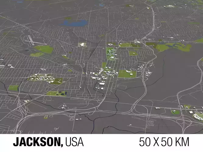Jackson Mississippi USA 50x50km 3D model