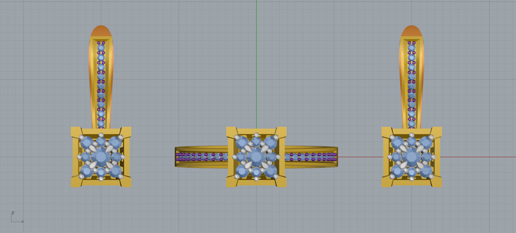 Ring and Earrings Diamond jewelry set 3d print model A 15 3D print model_11