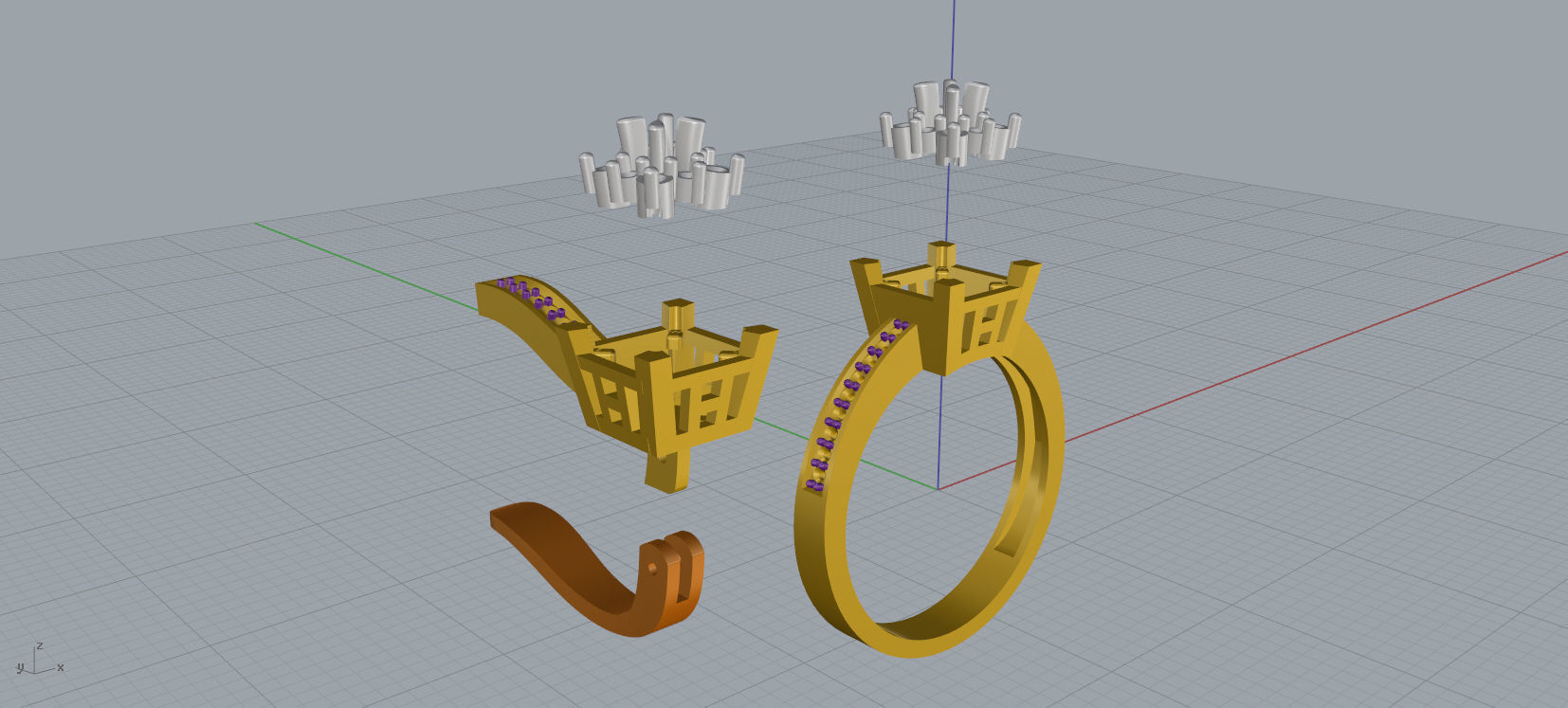 Ring and Earrings Diamond jewelry set 3d print model A 15 3D print model_17