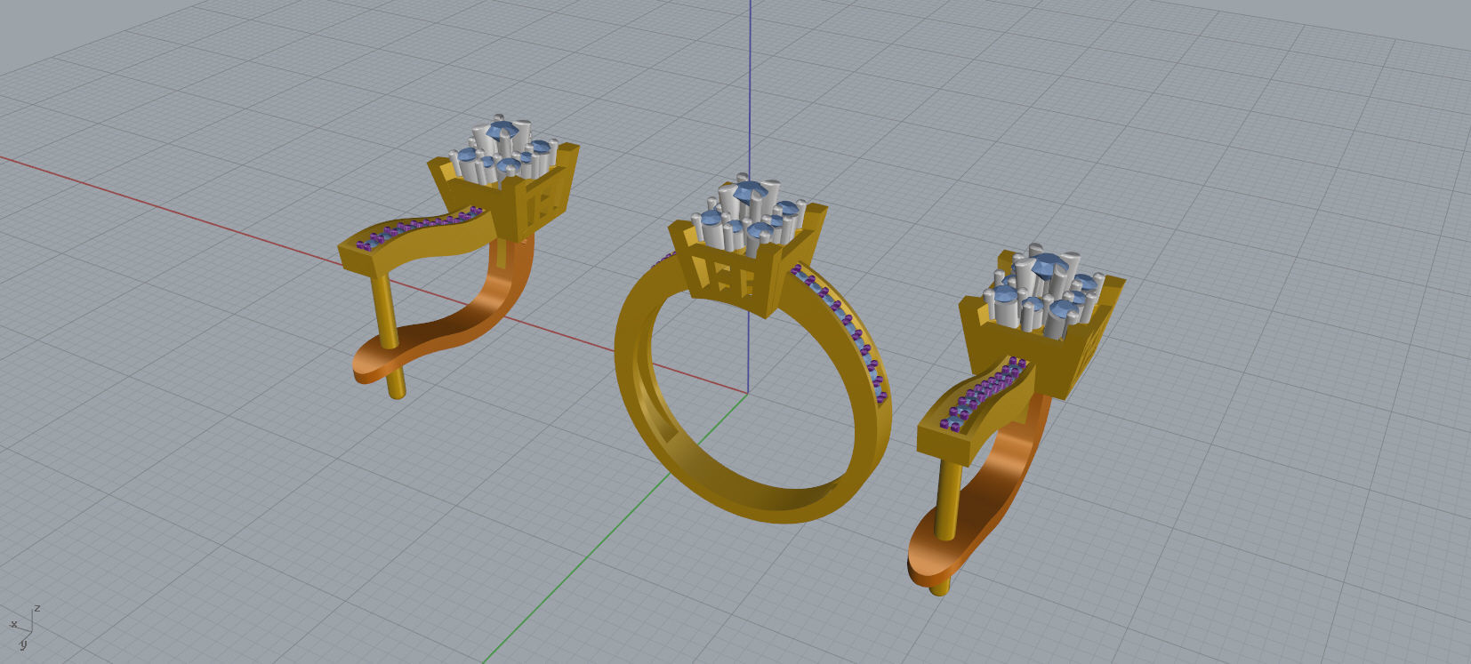 Ring and Earrings Diamond jewelry set 3d print model A 15 3D print model_16