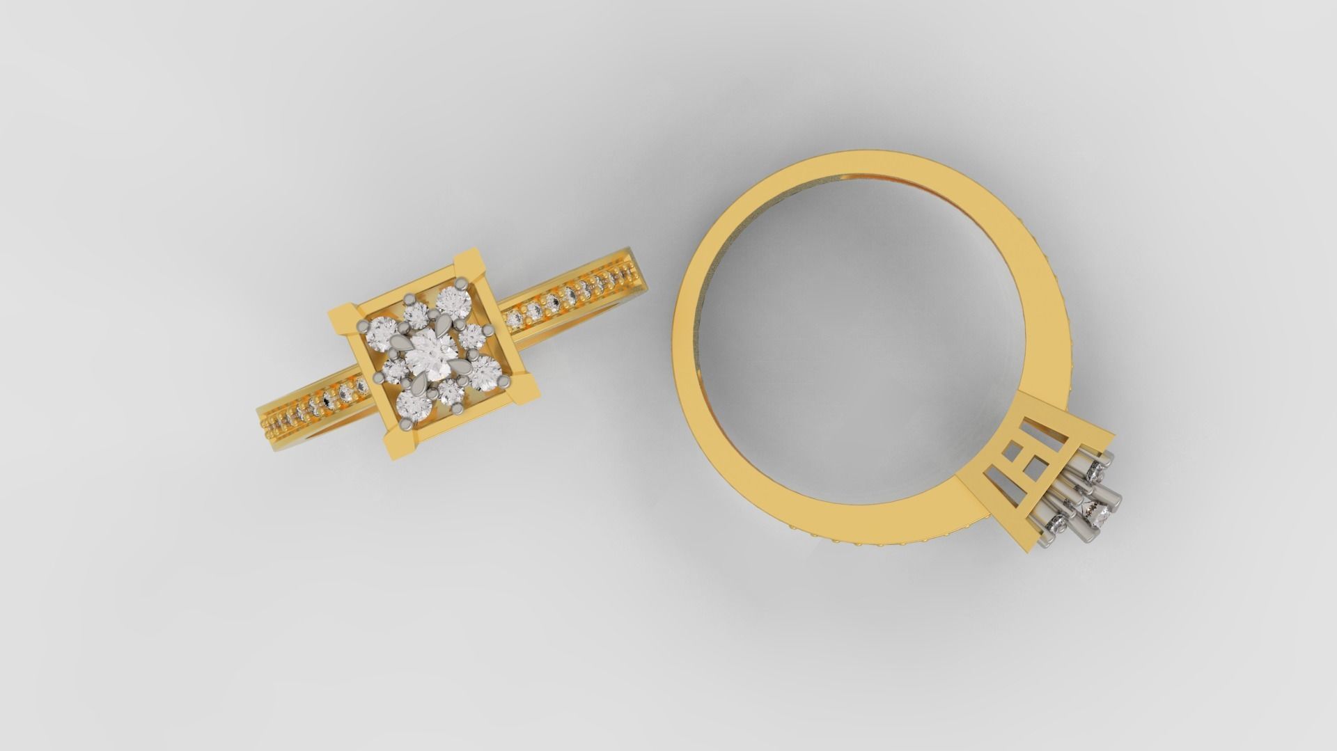 Ring and Earrings Diamond jewelry set 3d print model A 15 3D print model_4