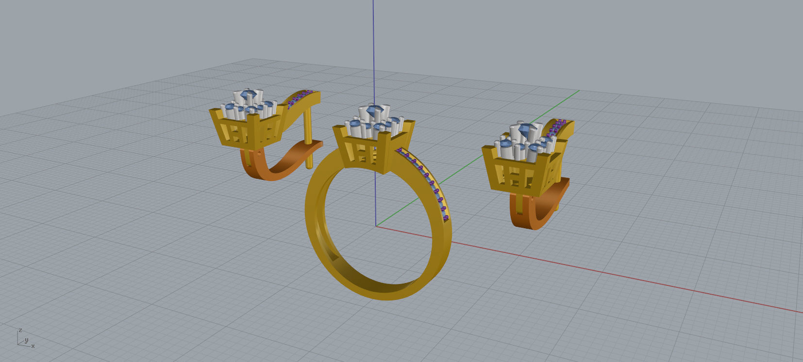 Ring and Earrings Diamond jewelry set 3d print model A 15 3D print model_14