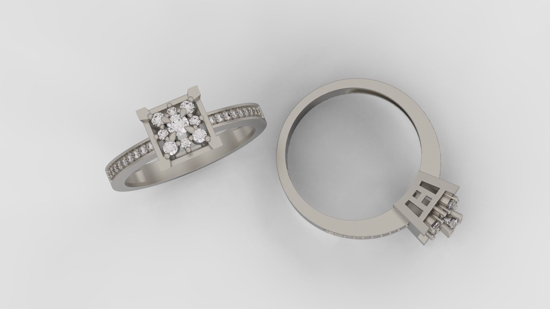 Ring and Earrings Diamond jewelry set 3d print model A 15 3D print model_5