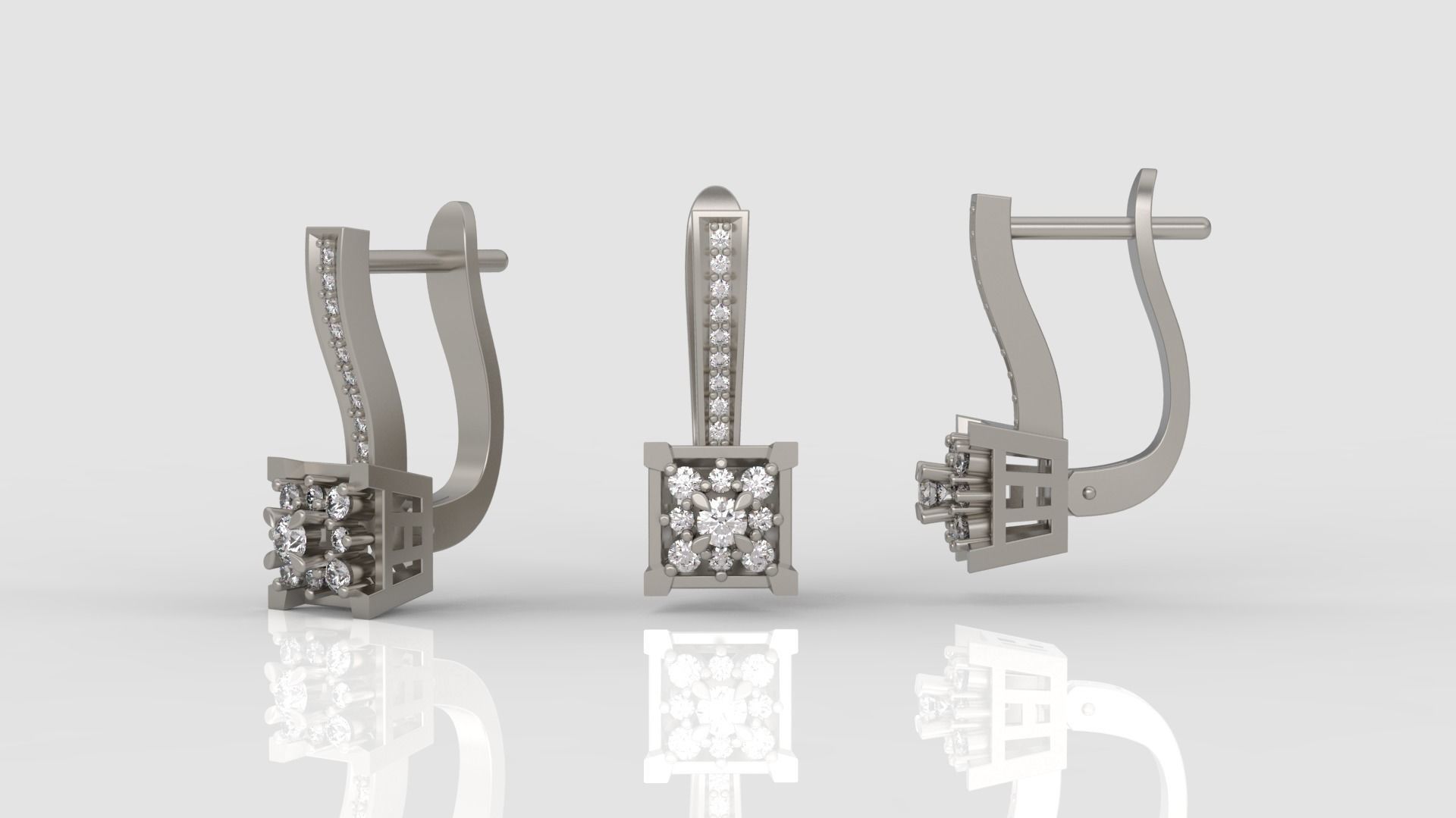 Ring and Earrings Diamond jewelry set 3d print model A 15 3D print model_7