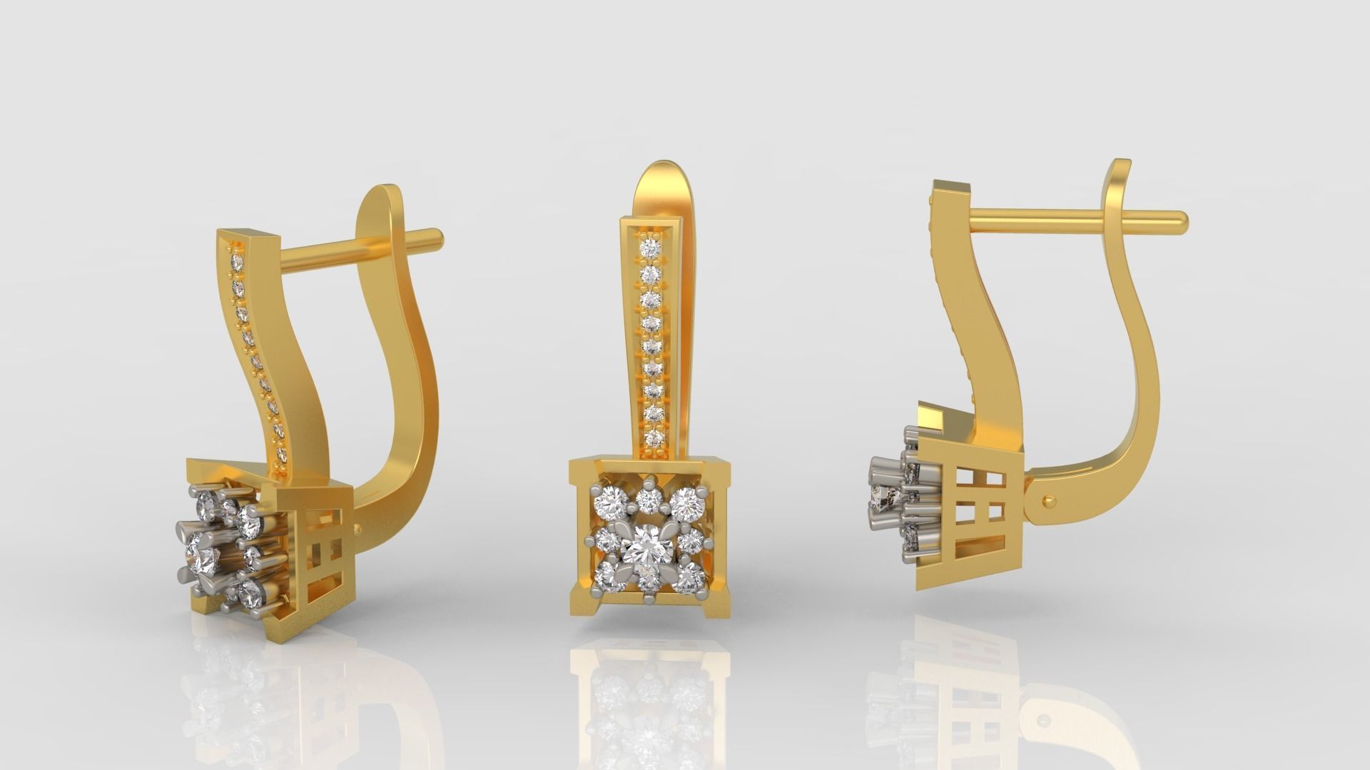 Ring and Earrings Diamond jewelry set 3d print model A 15 3D print model_6