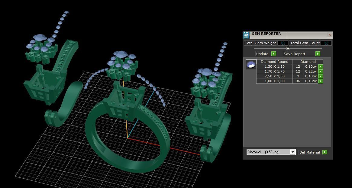 Ring and Earrings Diamond jewelry set 3d print model A 15 3D print model_9